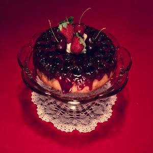 Stranger Things Strawberry Cherry Upside-Down Cake_image
