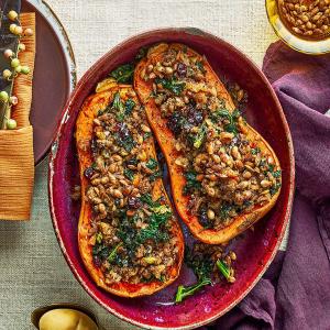 Whole roasted butternut squash with Christmas stuffing image