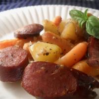 Sausage, Potato, Carrot Bake image