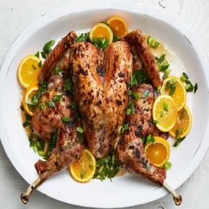 Butterflied Tea and Orange Brined Roasted Turkey with Asian Ginger Butter_image