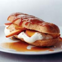 Peaches 'n' Cream Eclairs with Bourbon Caramel Sauce image