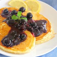 Lemon Ricotta Pancakes with Blueberry Sauce_image