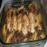 Greek Chicken With Potatoes and Mushrooms image