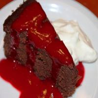 Dark Chocolate Truffle Cake with Raspberry Sauce_image