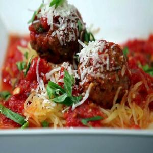 Turkey Meatballs with Spaghetti Squash in Tomato Sauce image