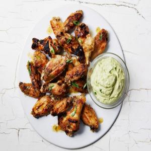 Baked Citrus Wings with Spicy Avocado Greek Yogurt Dipping Sauce_image