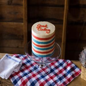 Red, White and Blue Stripe Cake with Swiss Meringue Buttercream image