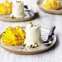 Rosewater & pistachio kulfi with griddled mangoes image