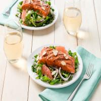 Grilled Salmon, Asparagus And Arugula Salad With Berry Balsamic Vinaigrette_image