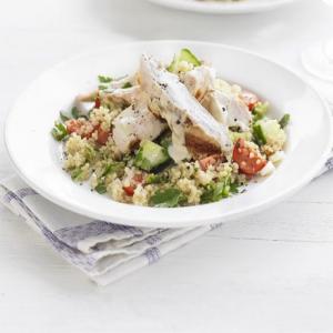 Chargrilled turkey with quinoa tabbouleh & tahini dressing image