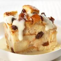 Cinnamon Raisin Bread Pudding with Vanilla Yogurt Sauce_image
