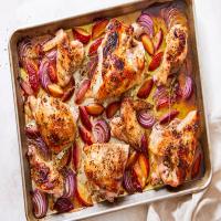 Sheet-Pan Chicken With Roasted Plums and Onions image