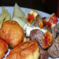 Grilled Halloumi and Steak Kabobs image