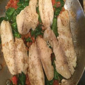 Sautéed Fish or Chicken With Plum Tomatoes & Spinach_image