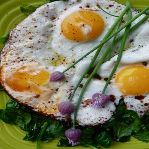 Balsamic Fried Eggs With Wilted Greens (In Under 10 Minutes) image