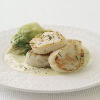 Scallops with Tarragon Cream and Wilted Butter Lettuce_image