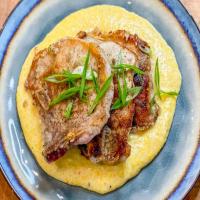 Sage Pork Chops with Cheddar Cheese Grits_image