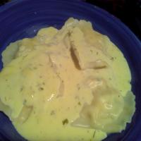 Twisted Butter's Corn Ravioli in Sweet Cilantro Lime Cream Sauce image