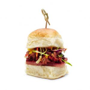 Pulled Pork Sliders with Spam and Tropical Slaw image