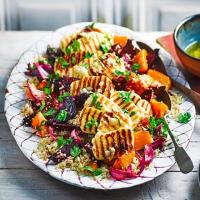 Roasted vegetable quinoa salad with griddled halloumi image