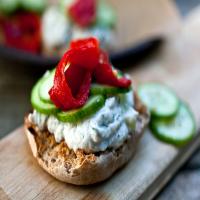 Smoked Trout Salad, Cucumber and Roasted Pepper Sandwich image