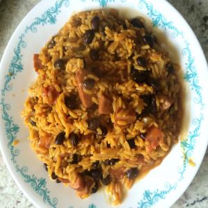 Yellow Rice With Frijoles and Salchicha image