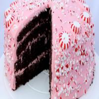 Chocolate Fudge Cake with Pink Peppermint Cream Cheese Frosting image