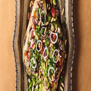 Broiled Eggplant Salad with Sumac Chicken and Pine Nuts image