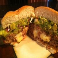 Monterey Jack Stuffed Mexican Hamburgers With Guacamole Topping_image