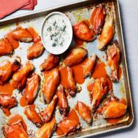 Baked Sriracha Buffalo Wings with Blue Ranch Dipping Sauce image