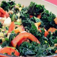 Spicy Garlic Kale With Sauteed Red Peppers image