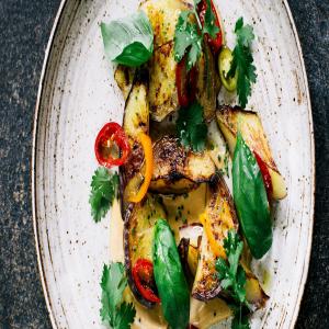 Eggplant with Cashew Butter and Pickled Peppers_image