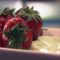 Fresh Strawberries with Sweet Sour Cream and Red Wine Sauce image
