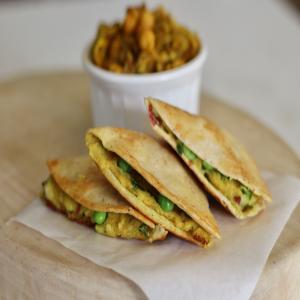 Mal's Samosa Quesadillas with Curried Cabbage and Chickpeas_image
