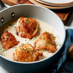 Skillet Chicken Thighs with White Wine-Butter Sauce image