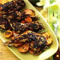 Roasted Spiced Chicken with Cinnamon- and Honey-Glazed Sweet Potatoes image
