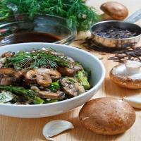 Warm Mushroom, Roasted Asparagus and Wild Rice Salad with Feta Recipe_image