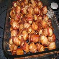 Spicy Ketchup Glazed Bacon-Wrapped Water Chestnuts image