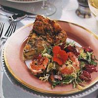 Frisée, Radicchio and Mixed Green Salad with Shrimp and Mushrooms image