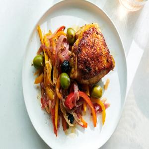Crispy Chicken Thighs With Peppers, Capers and Olives image