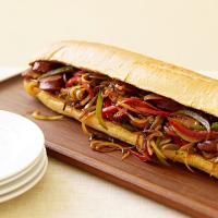 Sausage, pepper and onion hero sandwich_image