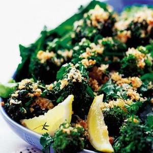 Purple sprouting broccoli with Parmesan & herbed crumbs_image