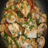 Chicken Bell Peppers Onions and Mushrooms With Marsala image