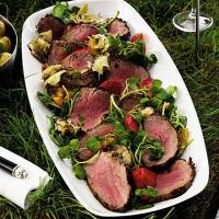 Mustard crusted fillet of beef with deli salad_image