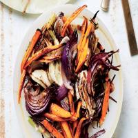 Roasted Carrots and Red Onions with Fennel and Mint image