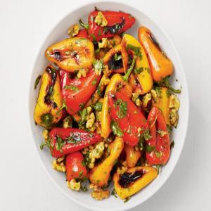 Grilled Baby Peppers with Walnuts image