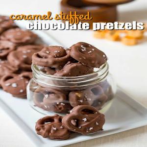 Caramel Stuffed Chocolate Covered Pretzels_image