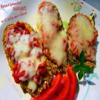 Baked Breaded Eggplants With Salsa and Cheese image