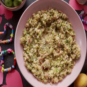 Brussels Sprout Risotto with Lemony White Beans image