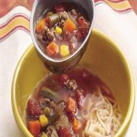 Beef and Veggie Soup with Mozzarella_image